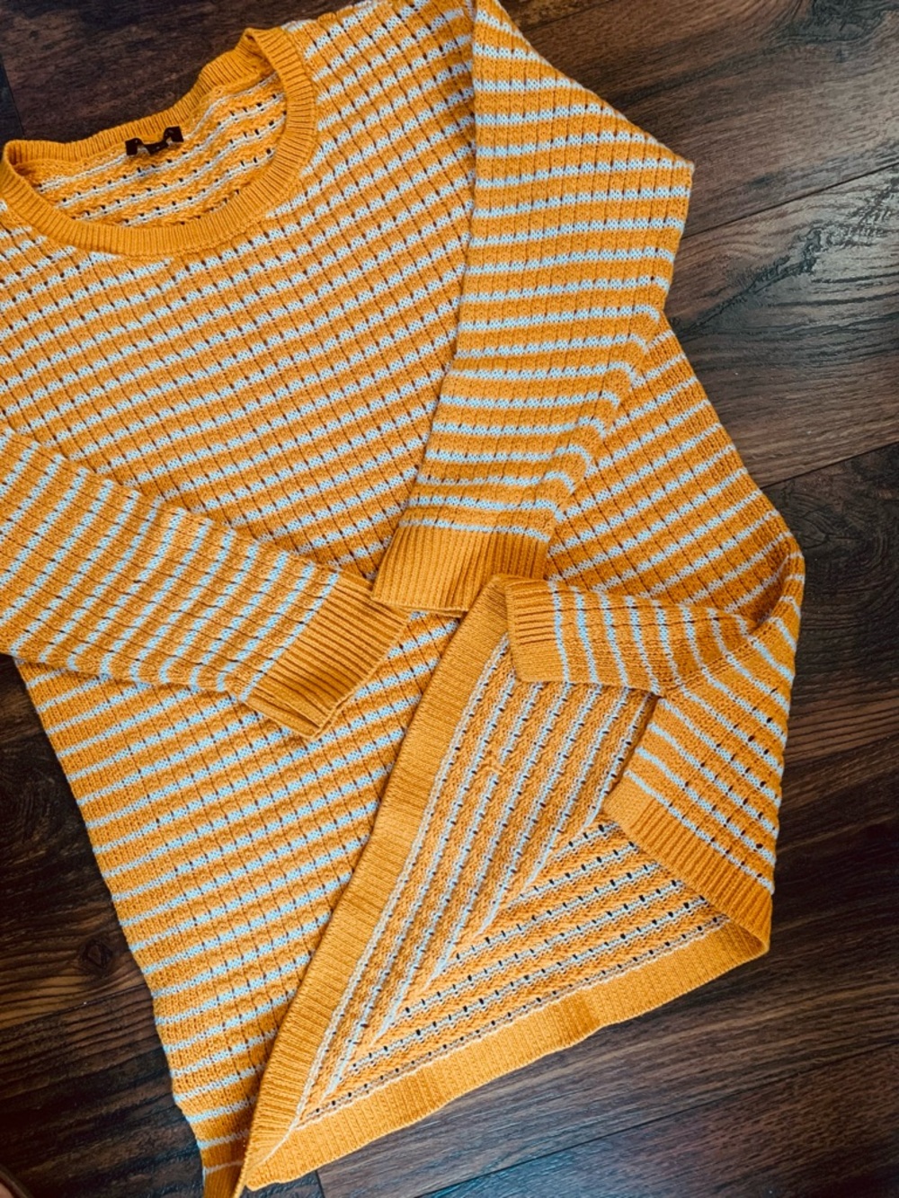 Talbots Orange and White Striped Crewneck Sweater - Picture 3 of 4